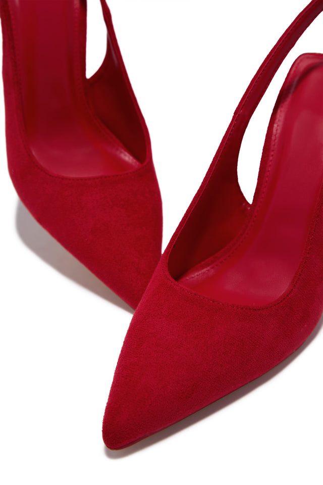 Load image into Gallery viewer, Carianna Faux Suede Slingback Pumps - Red
