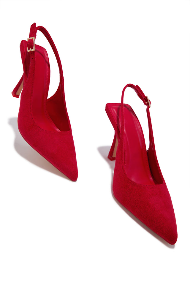 Load image into Gallery viewer, Carianna Faux Suede Slingback Pumps - Red
