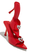 Load image into Gallery viewer, Uilani Heart Embellished Mule Heels - Red
