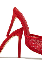 Load image into Gallery viewer, Kari Embellished High Heel Mules - Red
