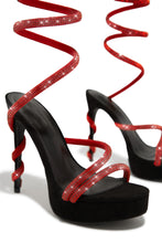 Load image into Gallery viewer, Socialite Embellished Around The Ankle Coil Platform Heels - Red
