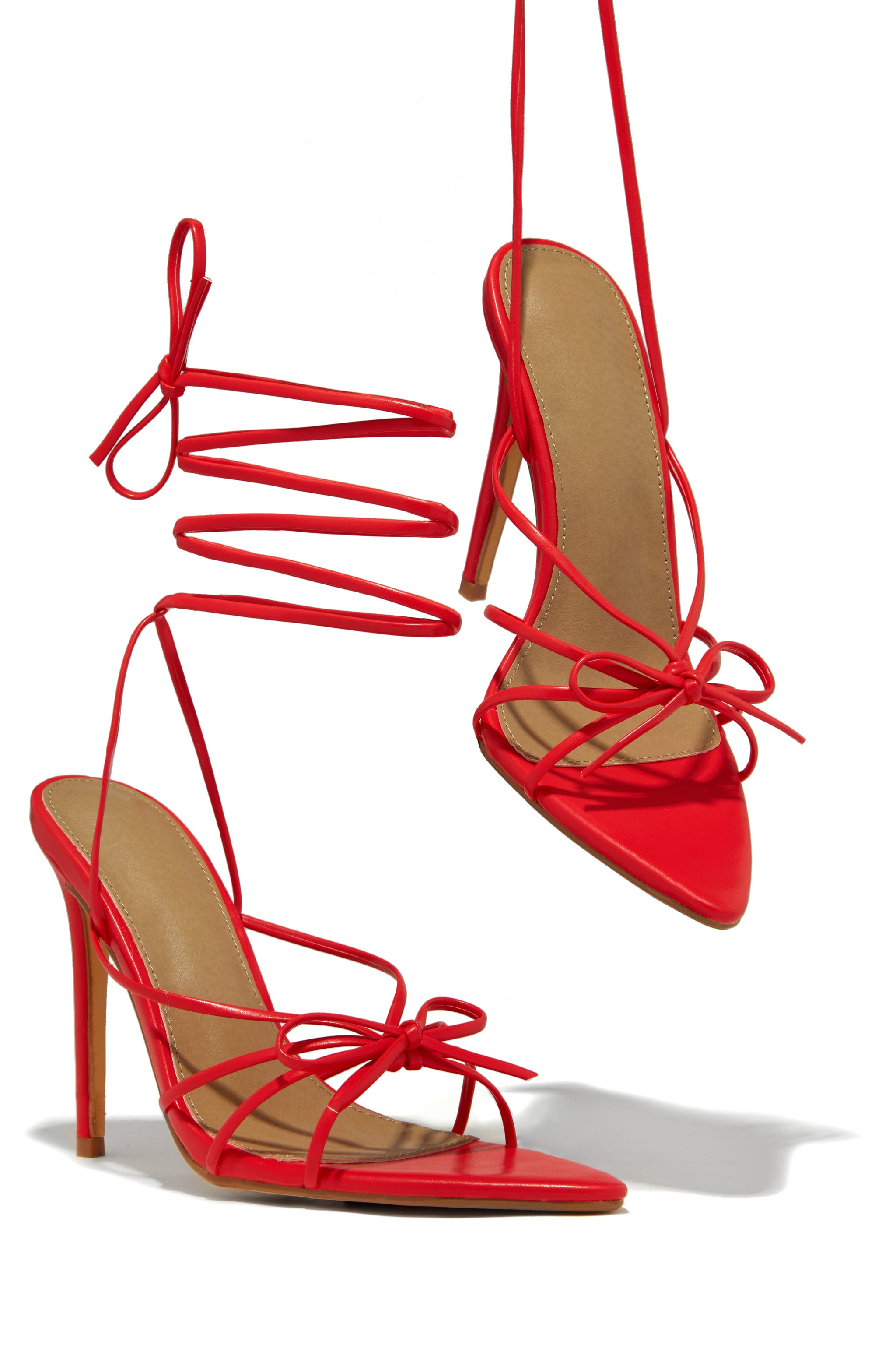 Miss Lola Joelle Red Lace Up High Heels – MISS LOLA
