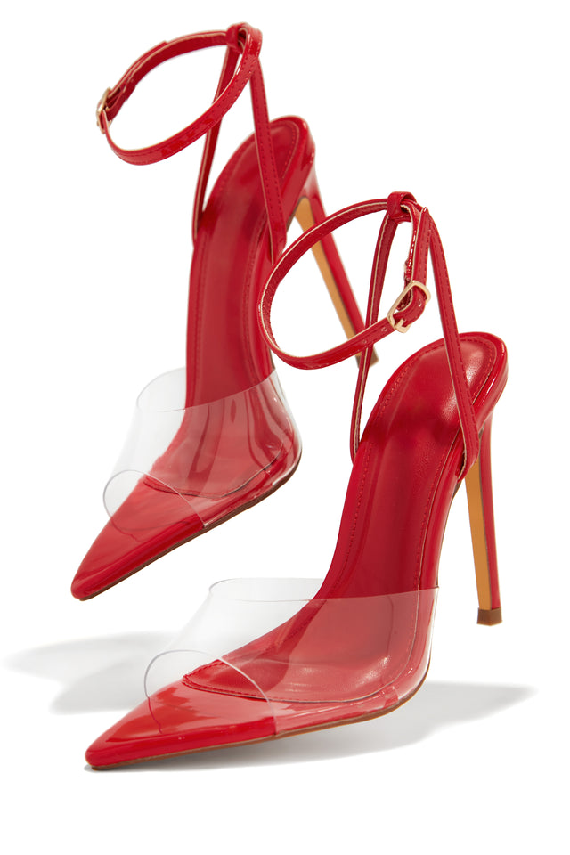 Load image into Gallery viewer, Dinner Date Clear Strap High Heels - Red
