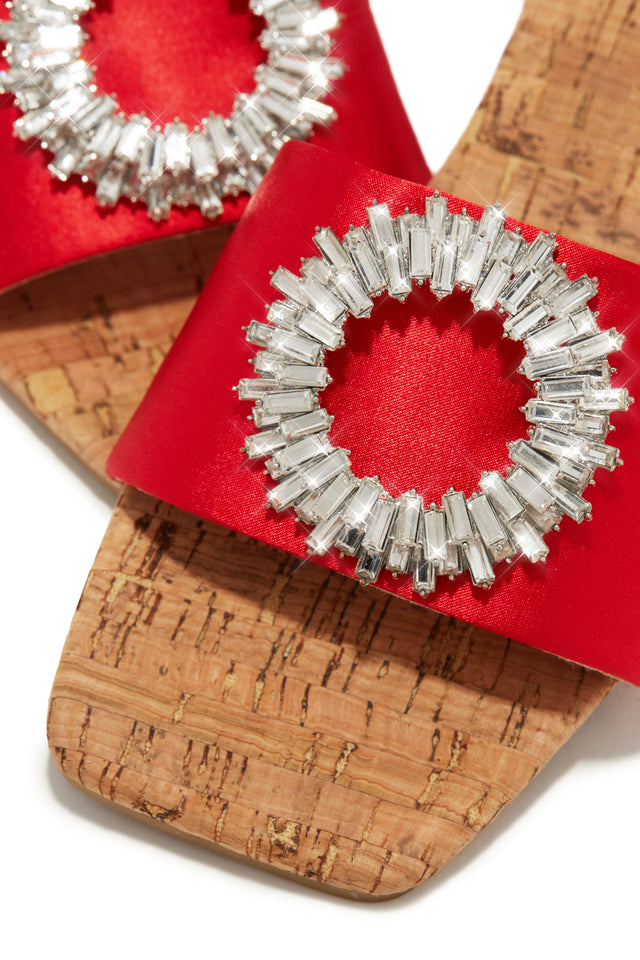 Load image into Gallery viewer, Red Sandals with Embellished Pendant on Strap
