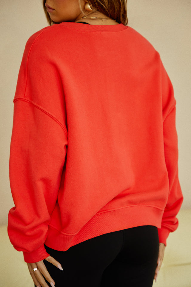 Load image into Gallery viewer, Dropped Shoulder Bright Red Sweater
