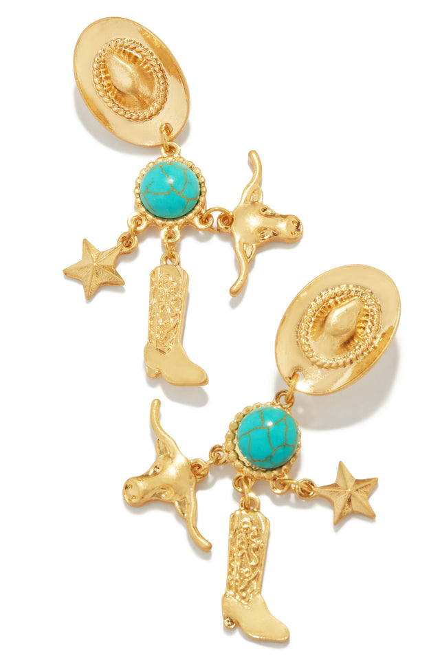 Load image into Gallery viewer, Rodeo Time Dangle Earring - Gold
