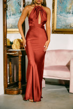Load image into Gallery viewer, Rust Satin Holiday Dress
