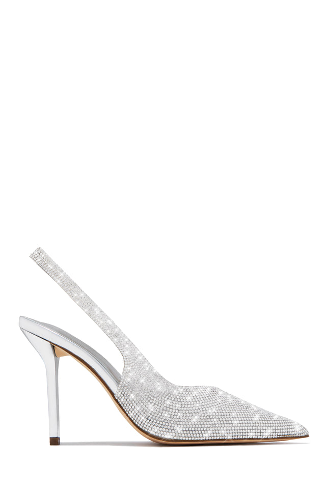Load image into Gallery viewer, Scarlett Embellished Slingback Pumps - Silver
