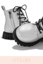 Load image into Gallery viewer, Ariella Kids Lace Up Boots - Silver
