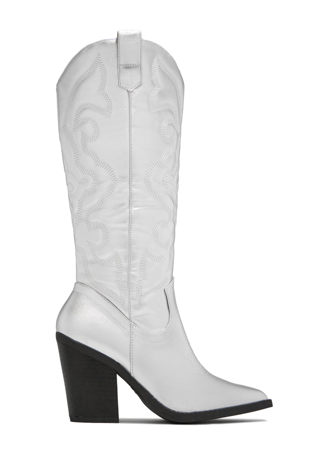 Load image into Gallery viewer, Silver-Tone Cowgirl Boots
