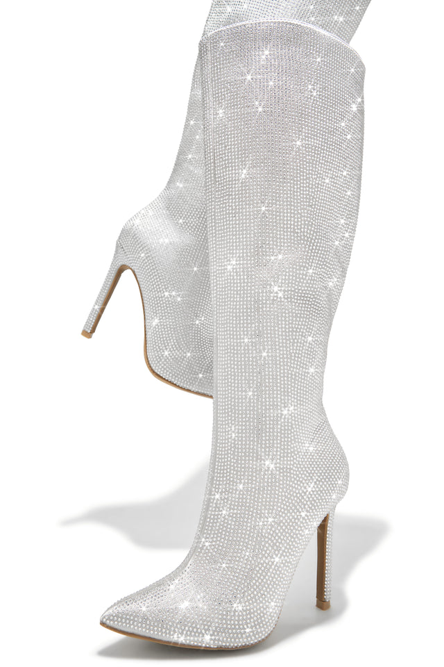 Miss Lola After Party Silver Embellished Boots – MISS LOLA