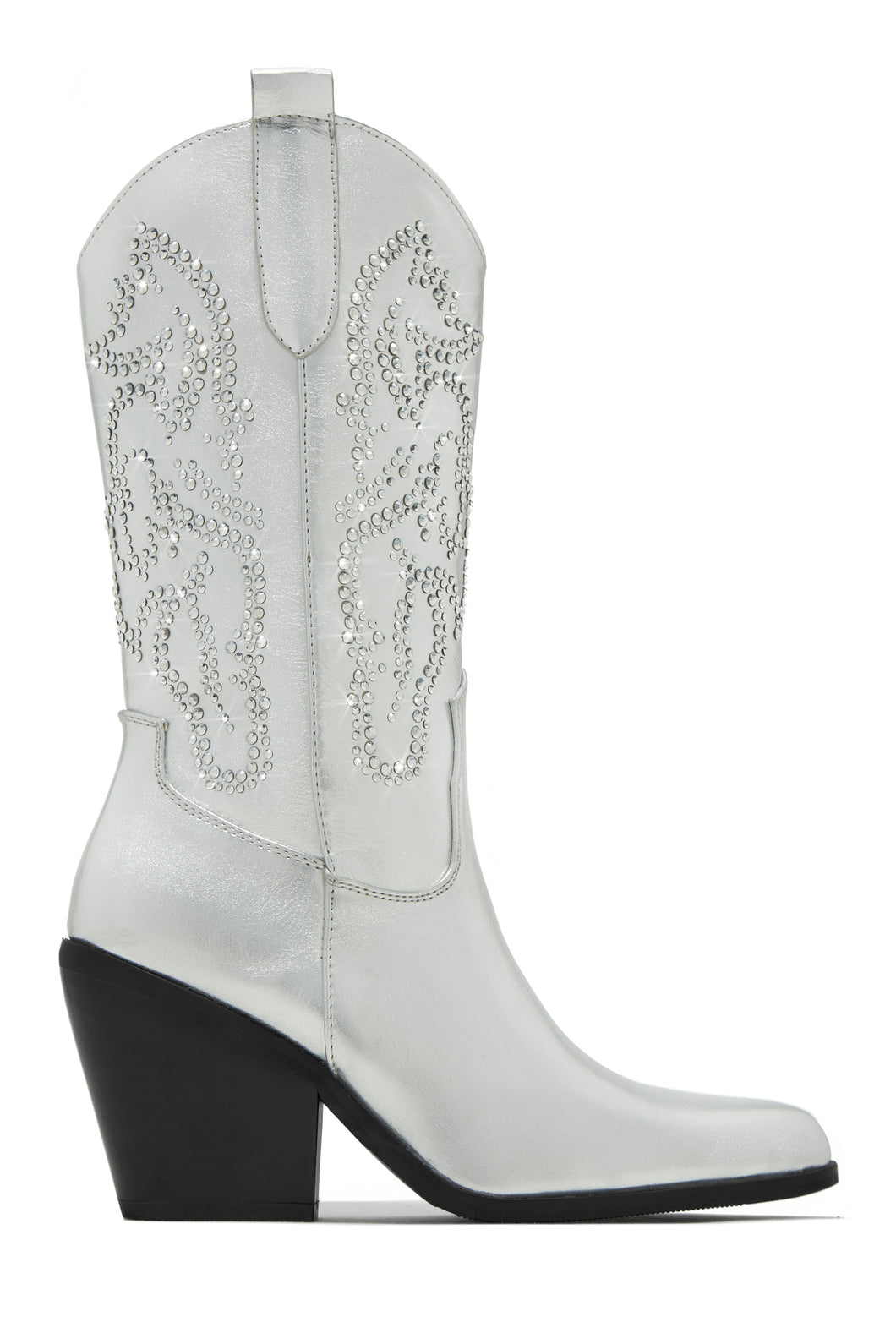 Silver-Tone Embellished Cowgirl Boots