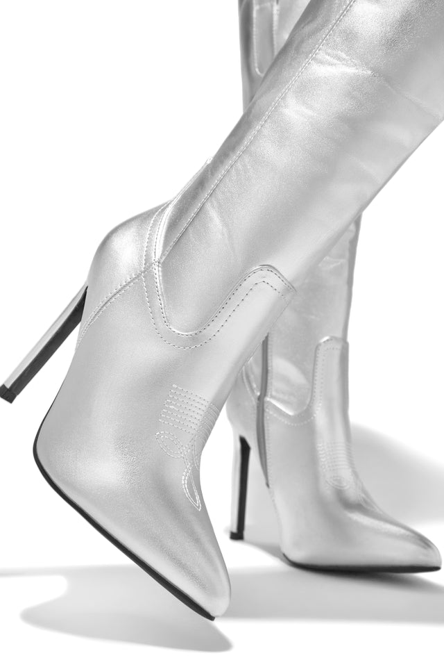 Load image into Gallery viewer, Erin High Heel Boots - Silver
