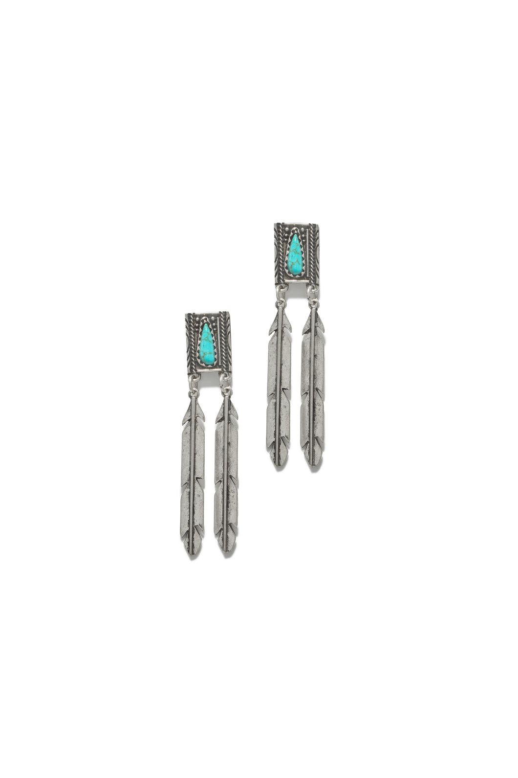 Emarya Statement Dangle Earring - Silver Turquoise