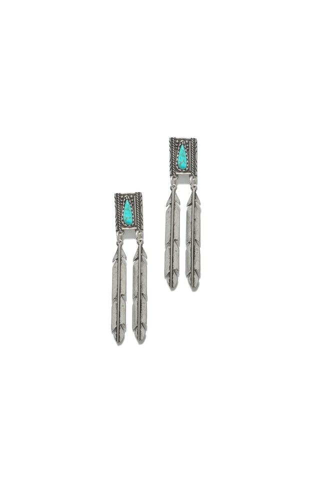 Load image into Gallery viewer, Emarya Statement Dangle Earring - Silver Turquoise
