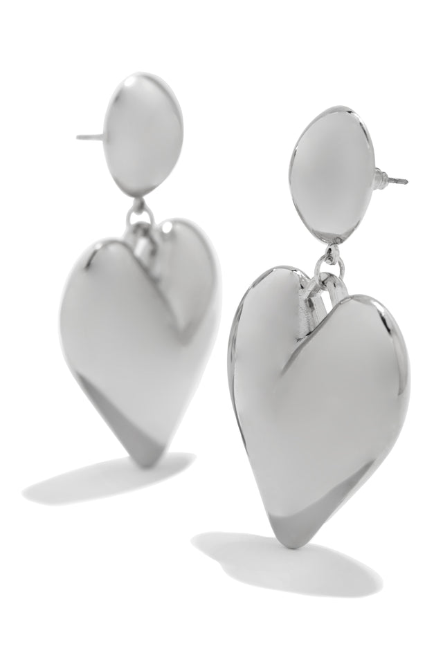 Lovers Paradise Puff Heart Statement Earring - Silver Lovers Paradise Puff Heart Statement Earring - Silver