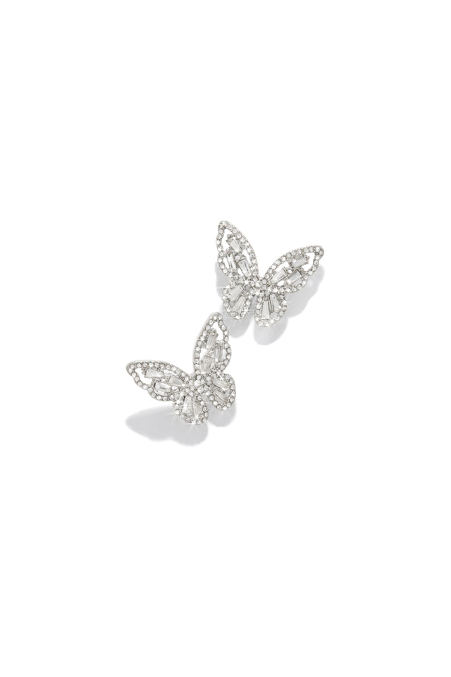 Load image into Gallery viewer, Silver Butterfly Earrings
