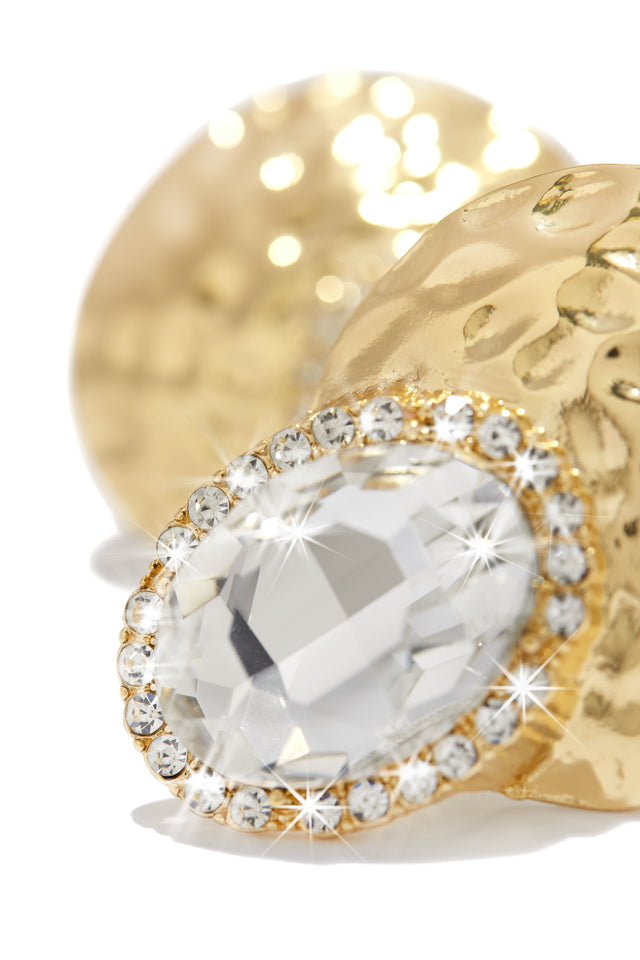 Load image into Gallery viewer, Gold-Tone Statement Embellished Earring
