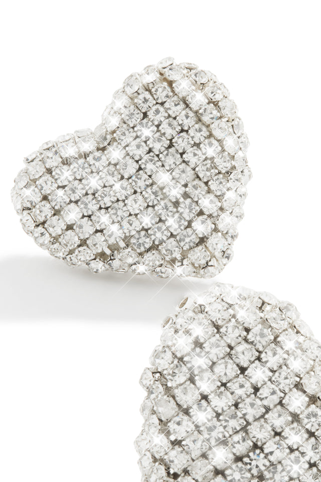 Load image into Gallery viewer, Everlasting Love Embellished Heart Earring - Silver
