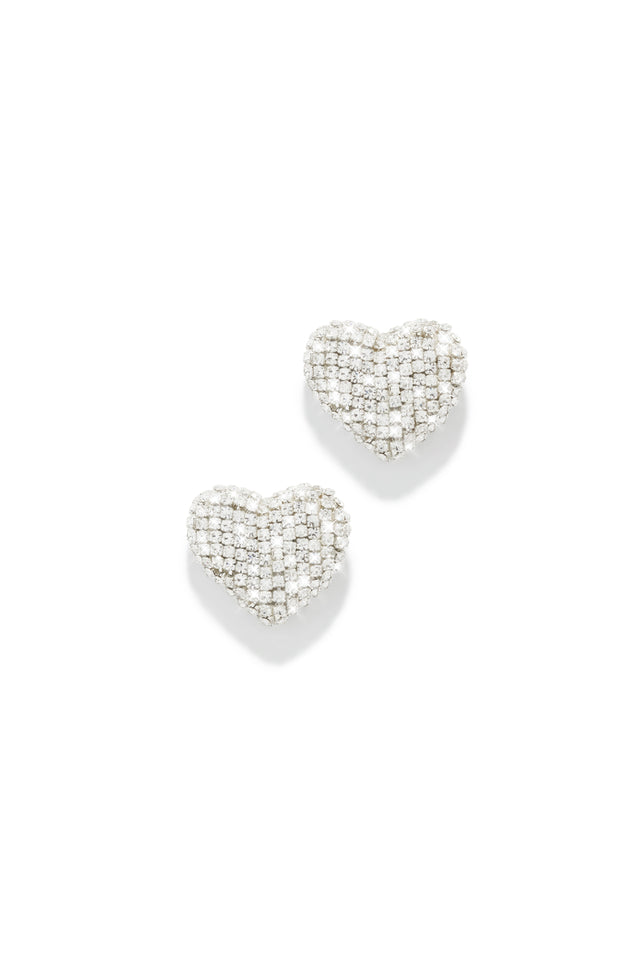 Load image into Gallery viewer, Everlasting Love Embellished Heart Earring - Silver
