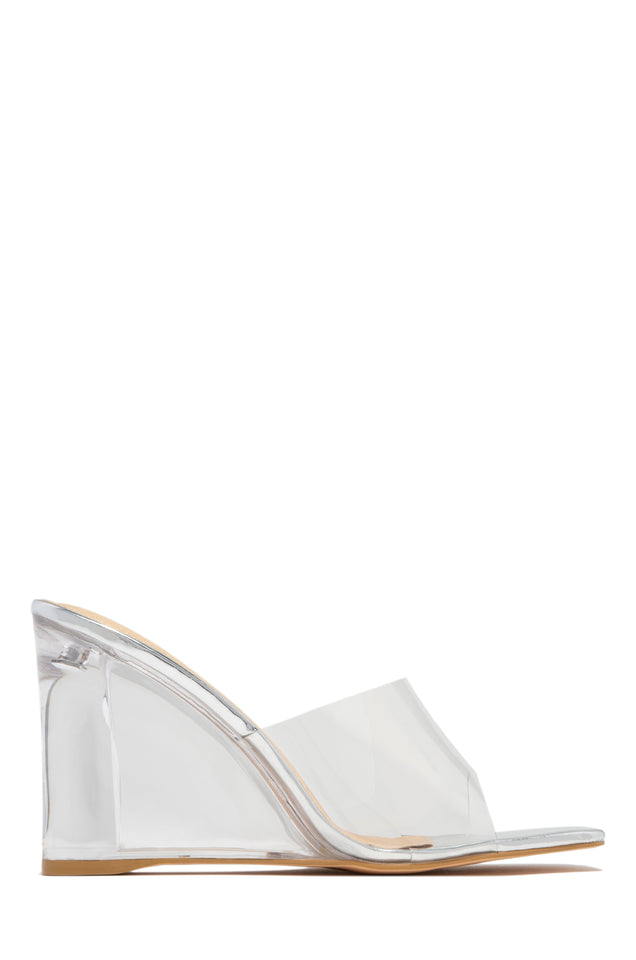 Load image into Gallery viewer, Silver-Tone Single Sole Wedge Mules
