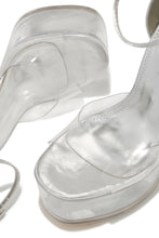 Load image into Gallery viewer, Venus Clear Platform Block High Heels -Clear Silver
