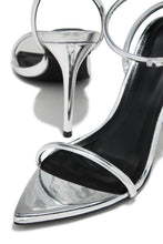 Load image into Gallery viewer, Silver-Tone Open Pointed Toe Heels
