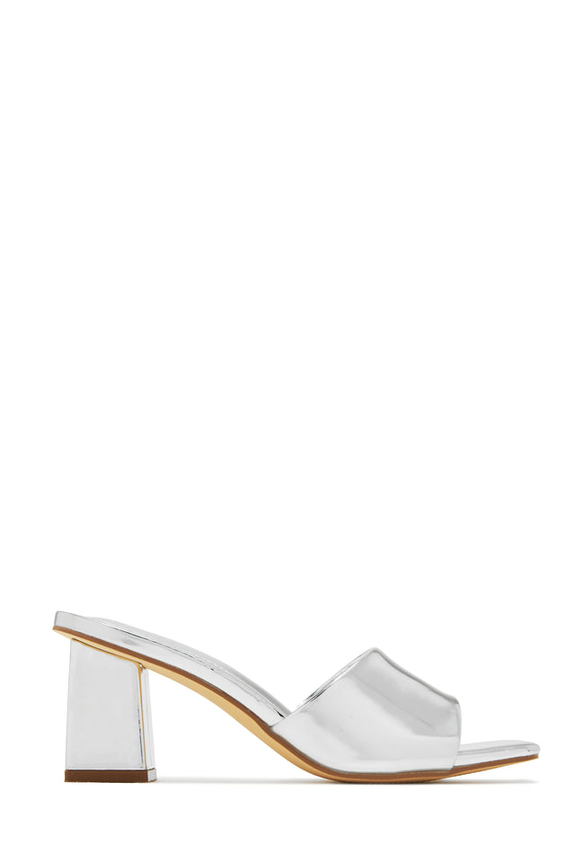 Silver block heel mules new arrivals