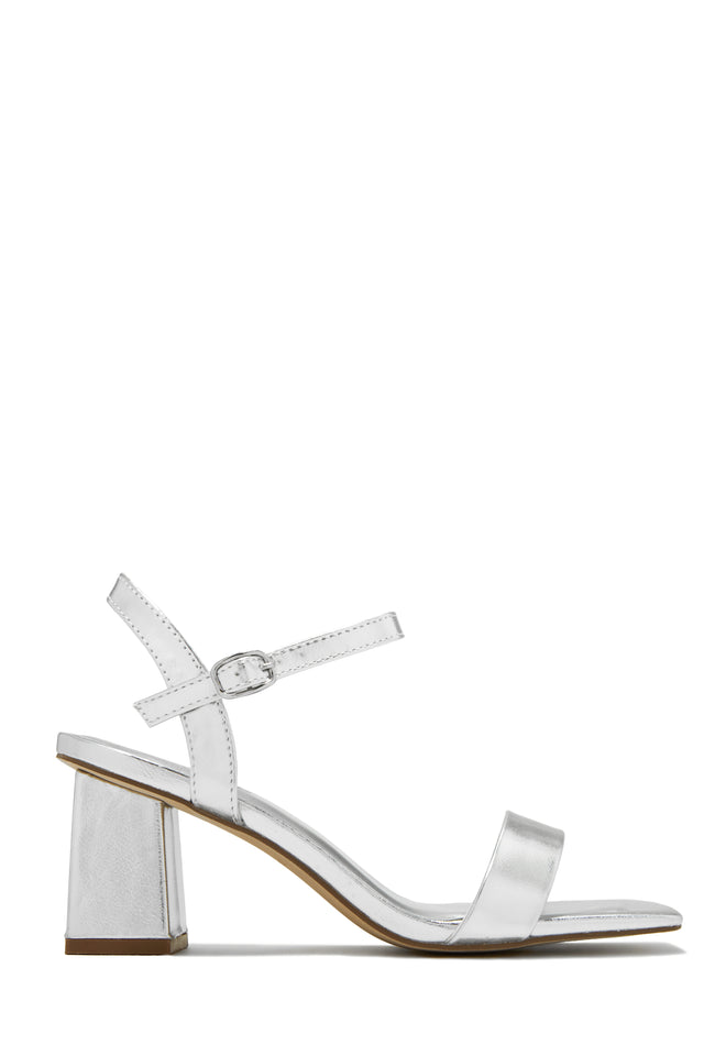 Load image into Gallery viewer, Silver Tone Square Toe Heel 
