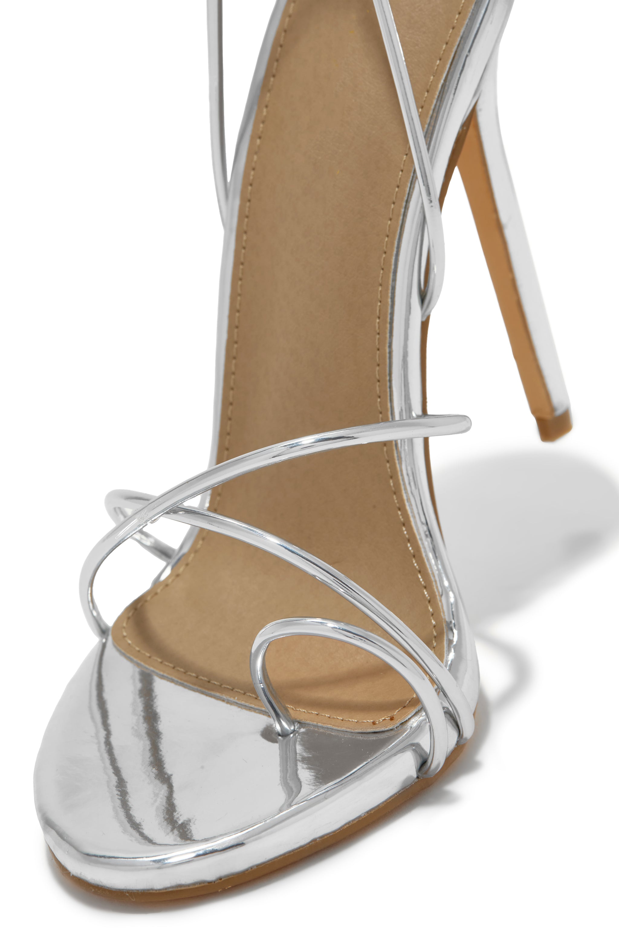Miss Lola | Whole Lotta Money Silver Lace Up High Heels