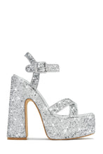 Load image into Gallery viewer,  Silver-Tone Glittery Platform High Heel

