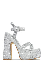 Load image into Gallery viewer, Glittery Silver-Tone Platforms 
