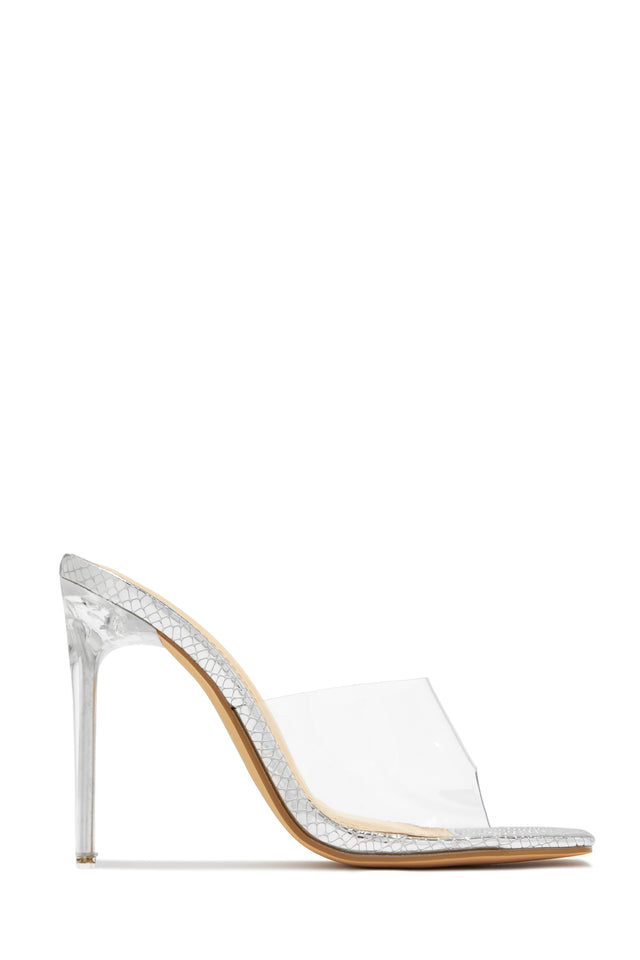 Load image into Gallery viewer, Amerie Clear High Heel Mules - Silver
