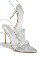 Silver-Tone Lace Up Heels