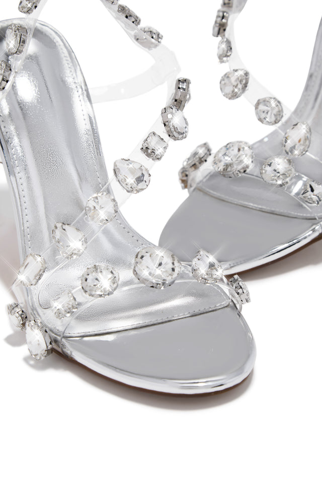 Load image into Gallery viewer, Kiah Embellished Slingback Heels - Silver
