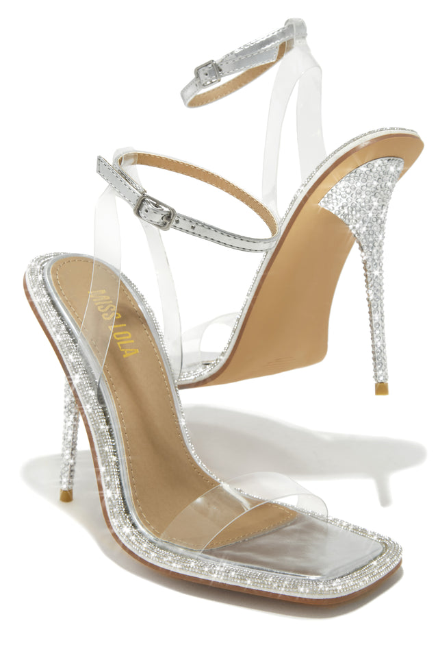Load image into Gallery viewer, Unforgettable Nights Embellished High Heels - Silver
