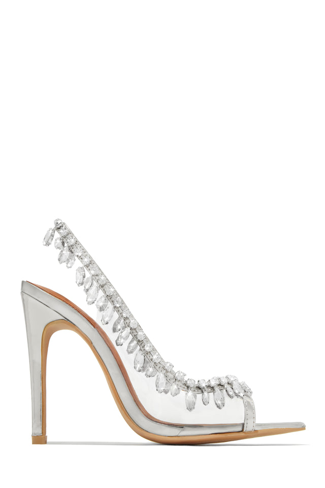 Load image into Gallery viewer, Under The Stars Embellished Slingback Pumps - Silver
