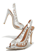 Load image into Gallery viewer, Under The Stars Embellished Slingback Pumps - Silver
