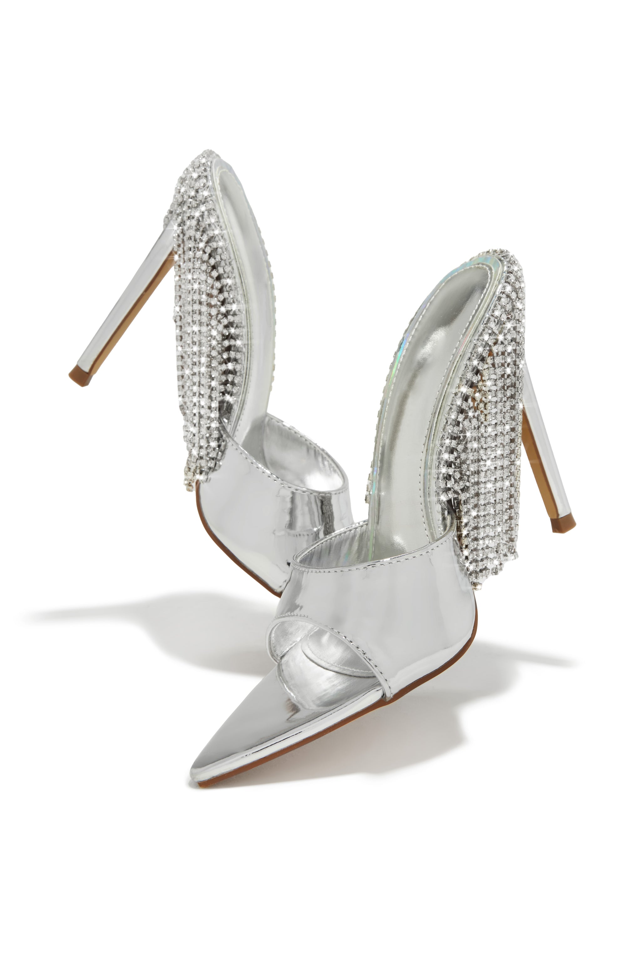 Miss Lola | Atelier Silver Dangle Embellished High Heel