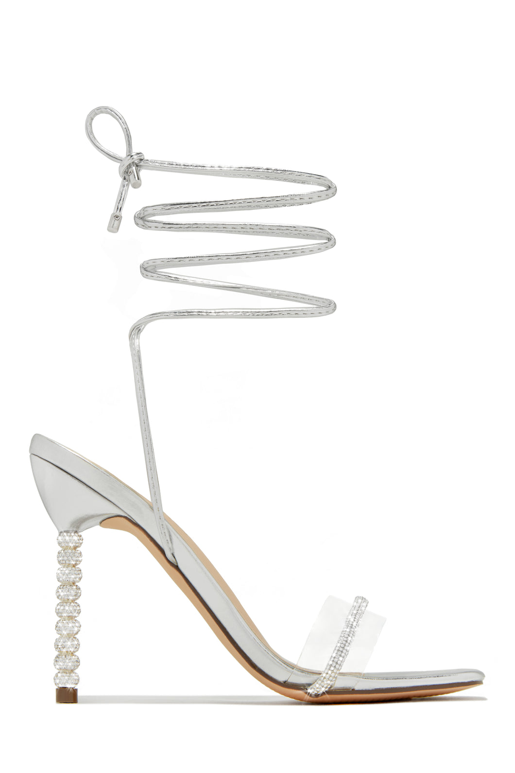 Silver Strap Up Heel