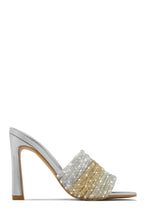 Load image into Gallery viewer, Feeling Myself Embellished High Heel Mules - Silver
