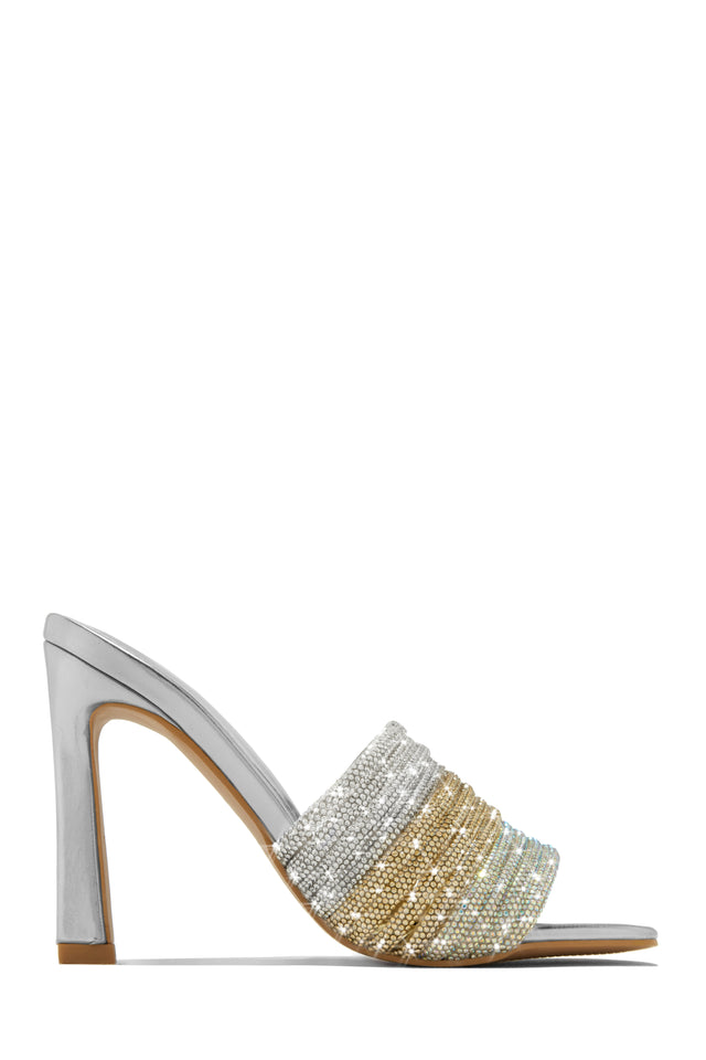 Load image into Gallery viewer, Feeling Myself Embellished High Heel Mules - Silver
