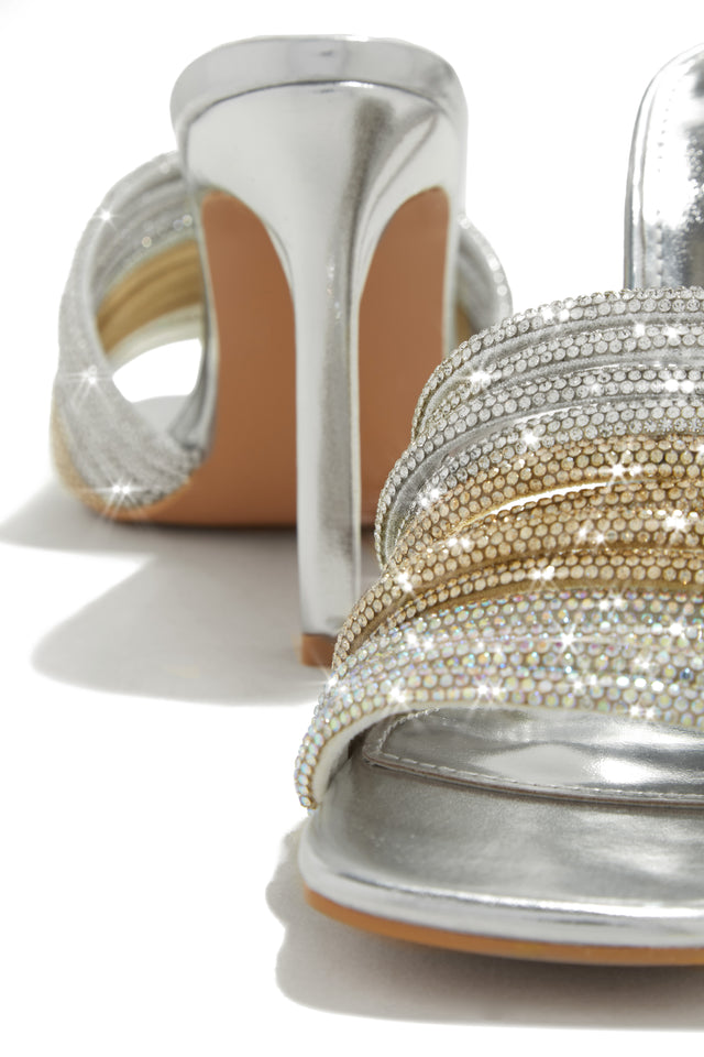 Load image into Gallery viewer, Feeling Myself Embellished High Heel Mules - Silver
