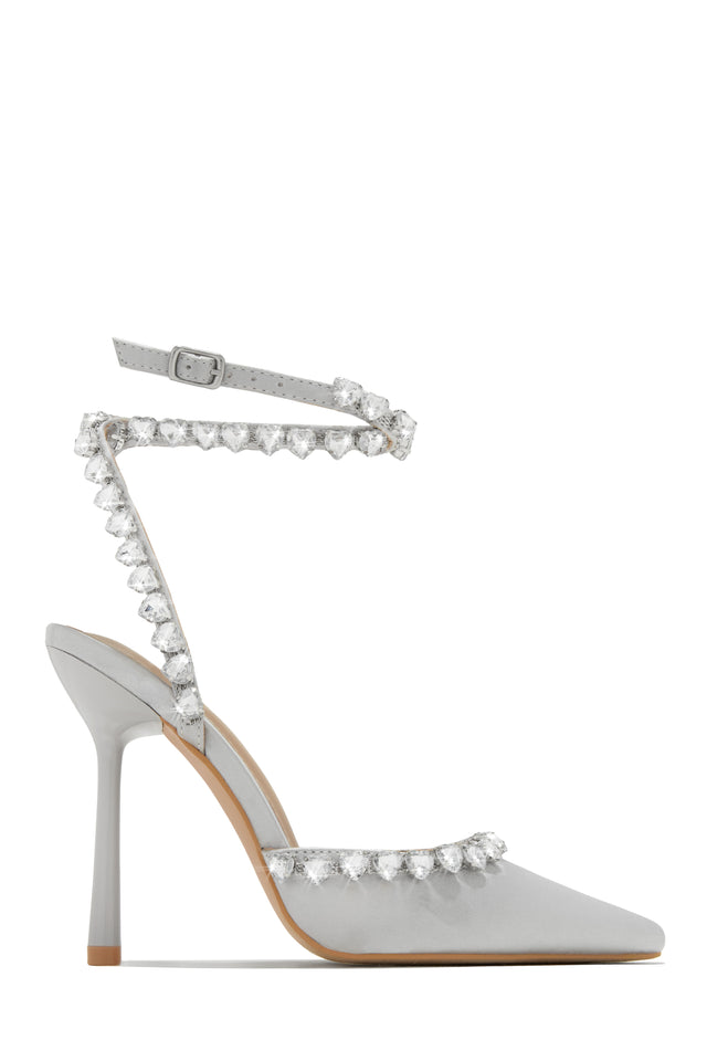 Miss Lola  Love Song Silver Heart Embellished Heels – MISS LOLA