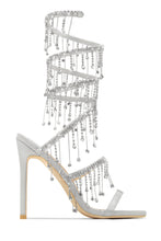 Load image into Gallery viewer, Silver-Tone Single Sole Heels with Embellished Drop Dangle Detailing
