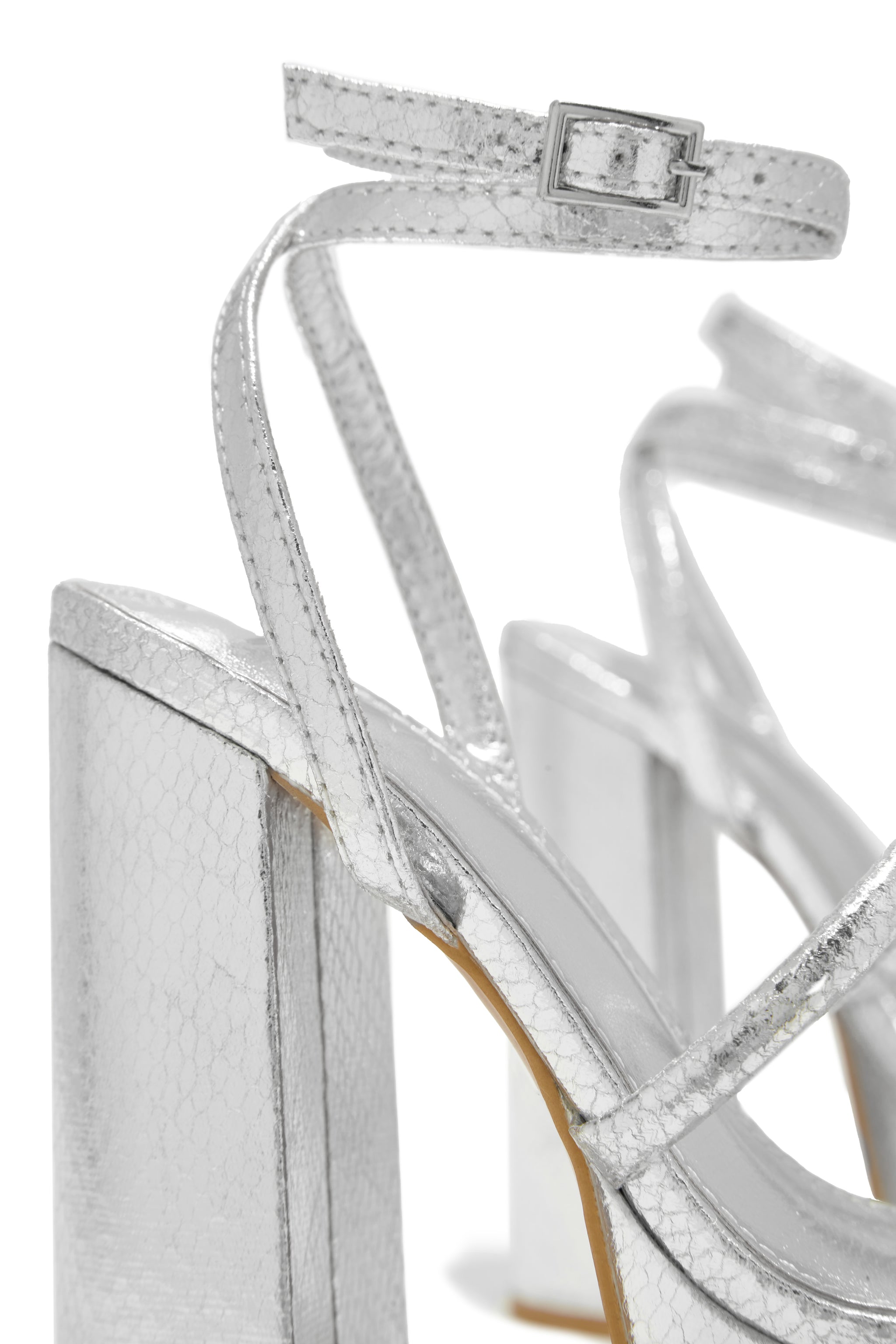 Miss Lola | Samia Silver Platform Block High Heels – MISS LOLA