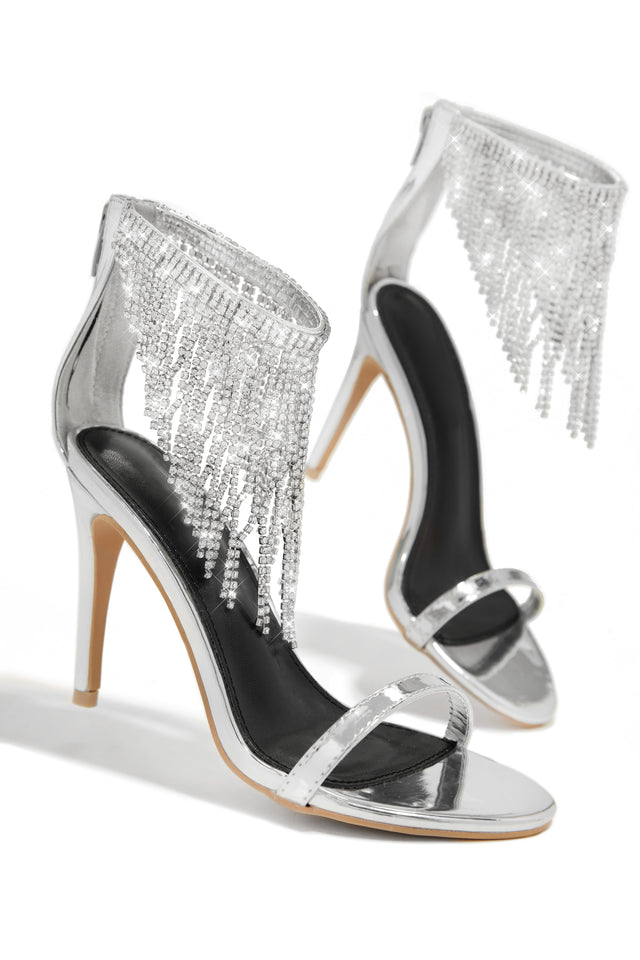 Load image into Gallery viewer, Formal Icon Embellished Dangle Heels - Silver
