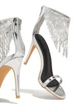 Load image into Gallery viewer, Formal Icon Embellished Dangle Heels - Silver
