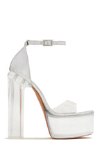 Load image into Gallery viewer, Silver-Tone Platform Mary Jane Heels
