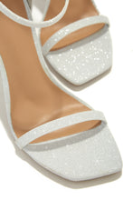 Load image into Gallery viewer, Silver-Tone Rhinestone Open Toe Heels

